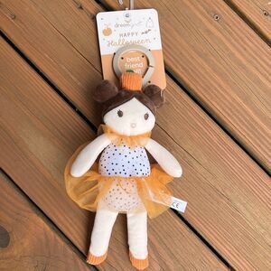 Dream Gro Halloween Plush Doll Baby Lovey Clip On Tutu Dress Orange Pumpkin Flaw